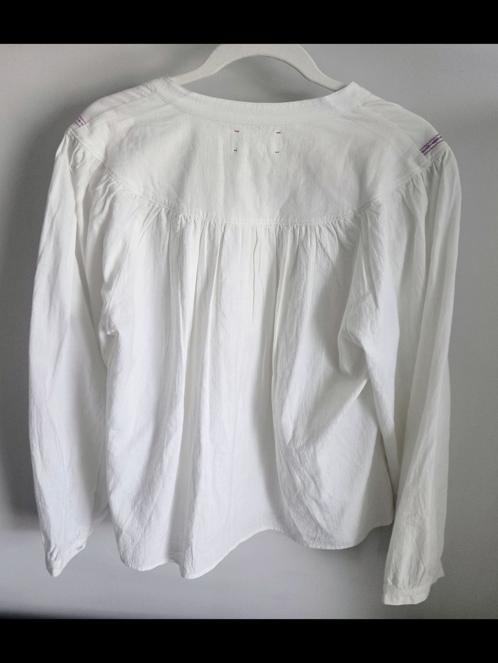 XíRENA White Embroidered Cotton Gauze Henley Blouse Medium Boho Top - Picture 2 of 3